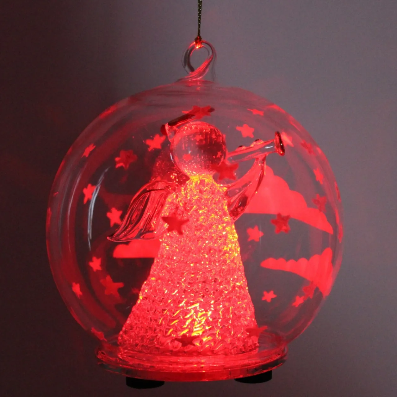 Color Changing LED Angel Blowing Horn Glass Globe< Fashion