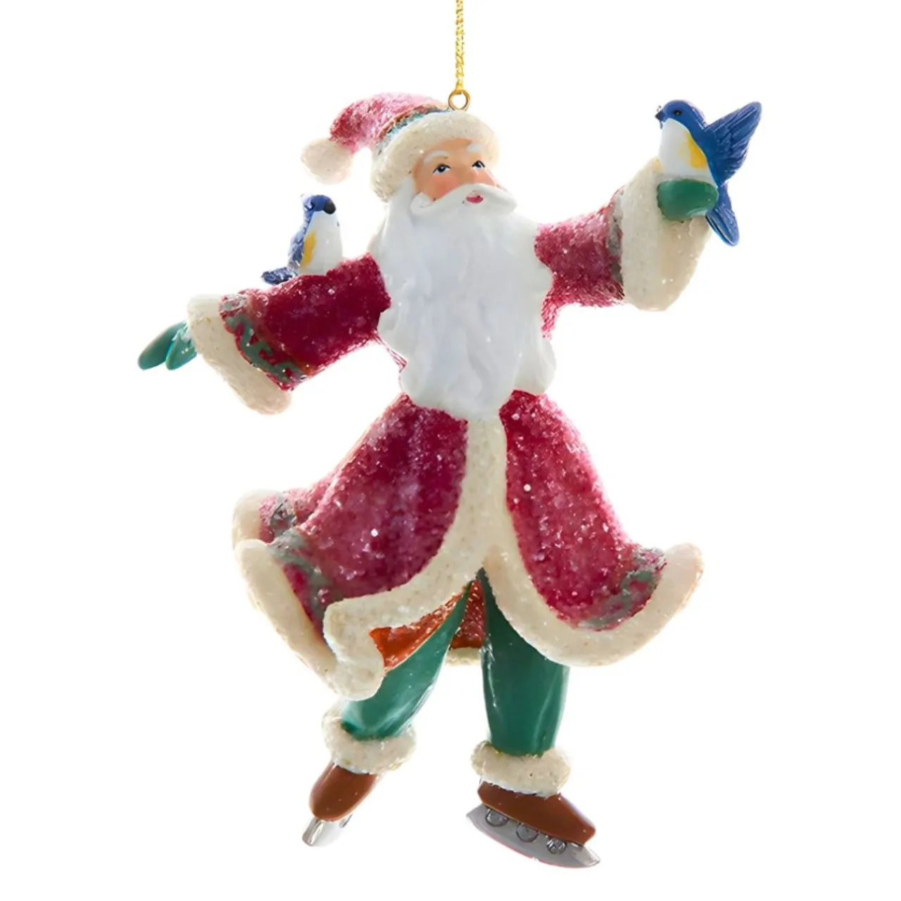 Comfort And Joy Skating Santa Ornament<Kurt Adler Online