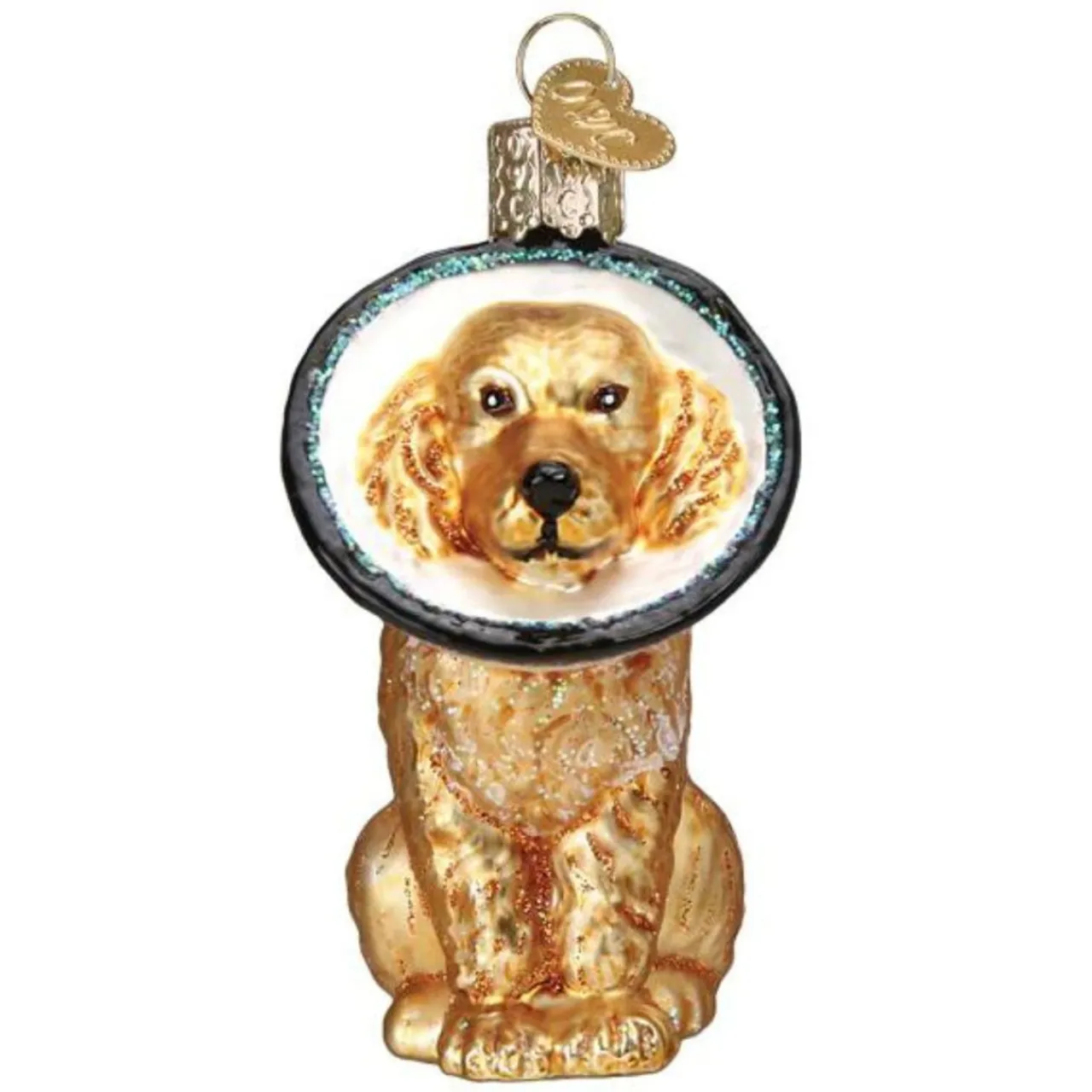 Cone Of Shame Injured Dog Blown Glass Ornament<Old World Glass Discount