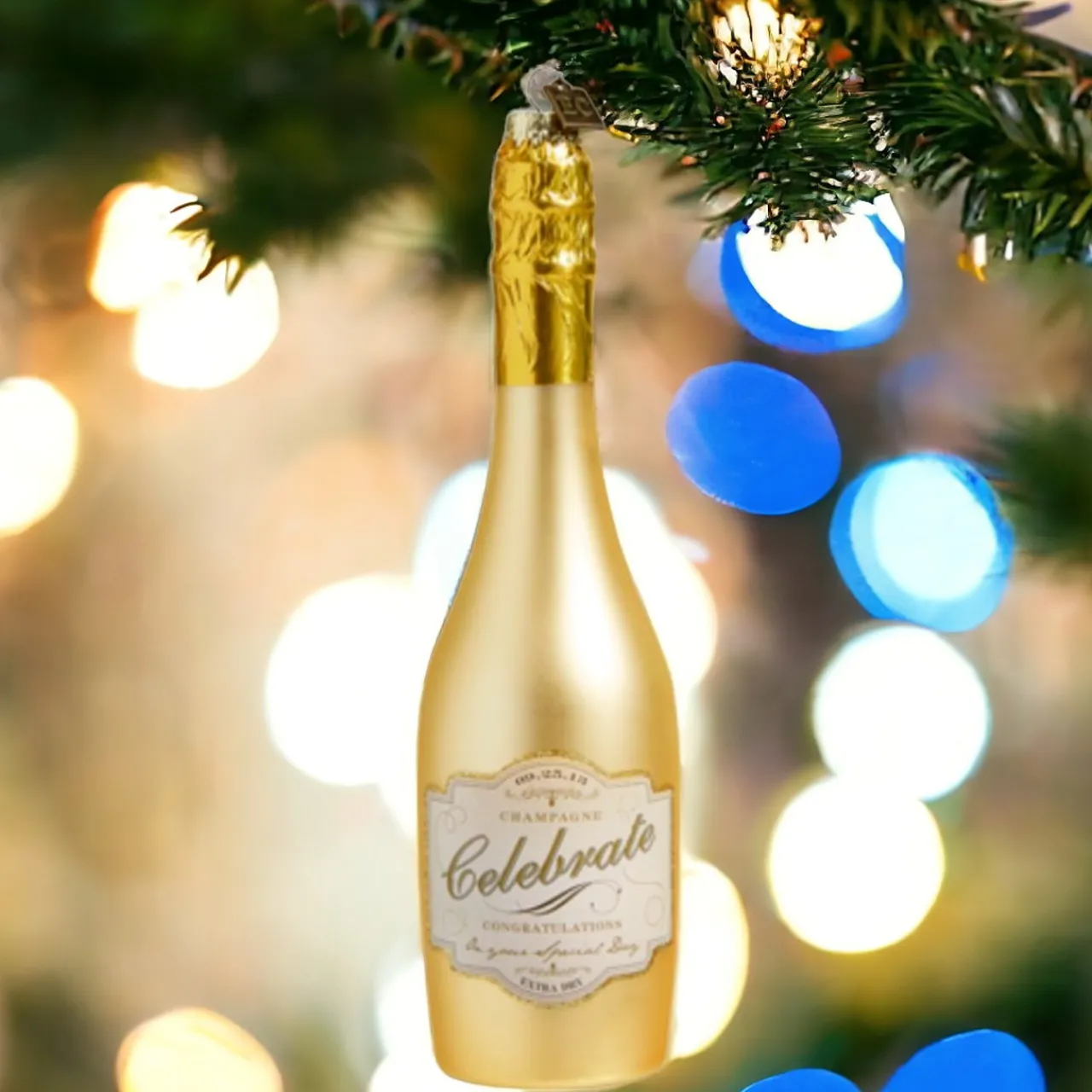8.5 Congratulations Gold Champagne Bottle Ornament< Outlet