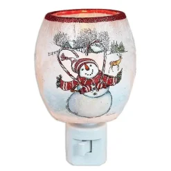 Country Snowman With Candy Canes Glass Night Light<Stony Creek Discount