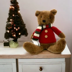 Cozy Festive Plush Bear with Red Sweater - 13 Inches< Clearance