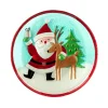 Dancing Santa And Reindeer Glass Serving Plate< Hot