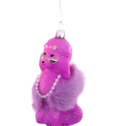 Dark Pink Glam Poodle Ornament With Fluffy Boa<Cody Foster & Co. Best