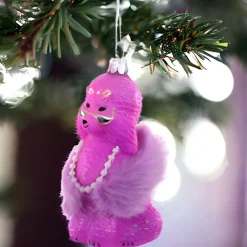 Dark Pink Glam Poodle Ornament With Fluffy Boa<Cody Foster & Co. Best