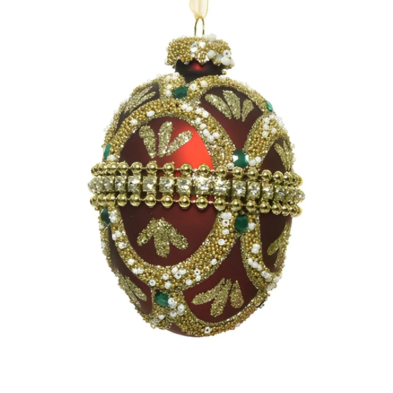 Dark Red Beaded Glass Egg Ornament< Discount