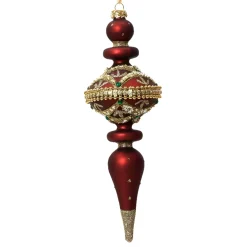 Dark Red Elegant Glass Finial Set of 2 Ornaments< Clearance