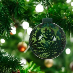 Decoris Elegant Velvet Green Ornament Set of 3< New
