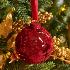 Decoris Elegant Velvet Red Ornament Set of 3< Best