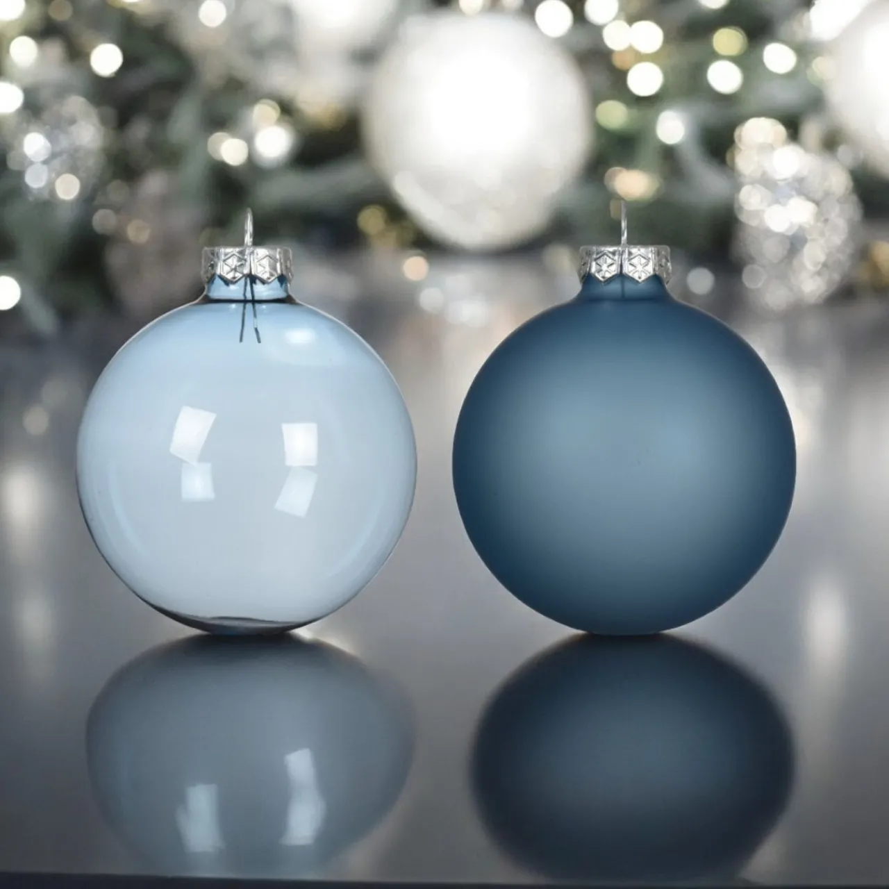 Decoris Icy Blue Set of 4 Ornaments< Outlet