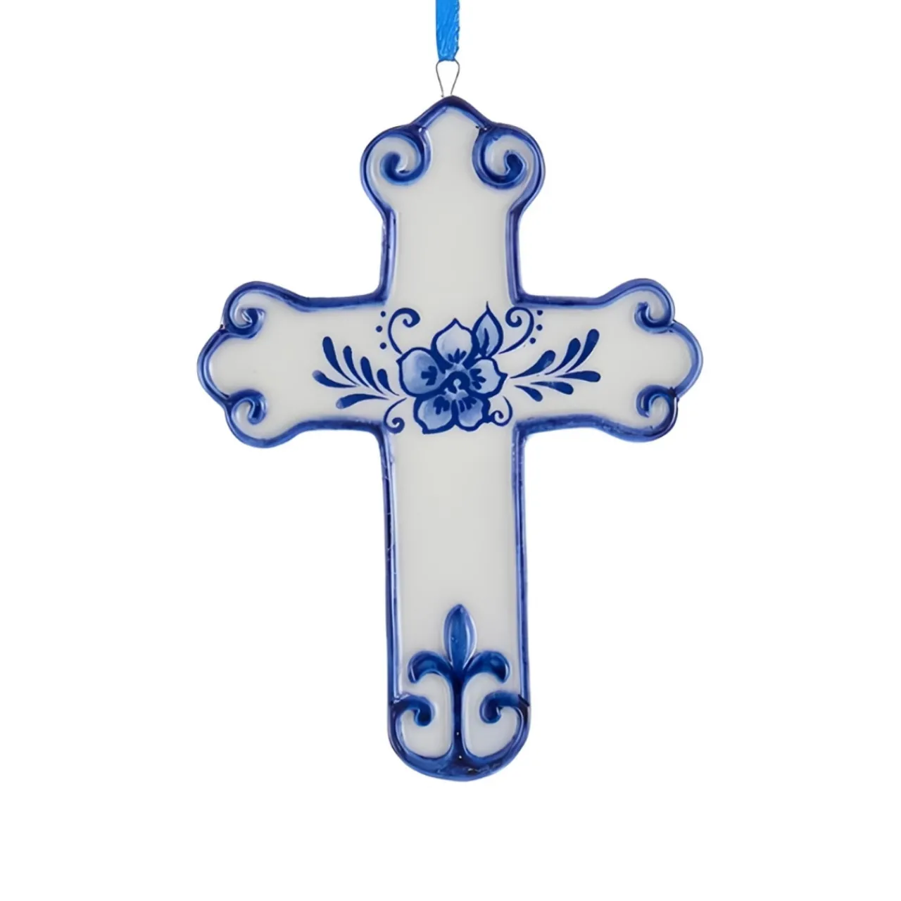 Delft Blue Cross Ornament<Kurt Adler Discount