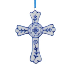 Delft Cross Porcelain Ornament<Kurt Adler New