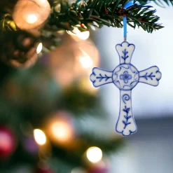 Delft Cross Porcelain Ornament<Kurt Adler New