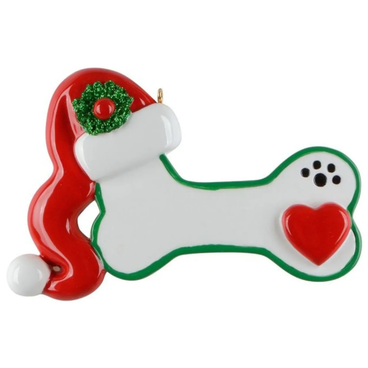 Dog Bone With Santa Hat Personalized Ornament< New