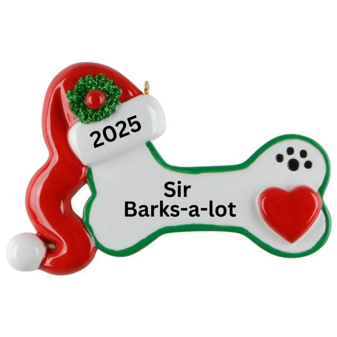 Dog Bone With Santa Hat Personalized Ornament< New