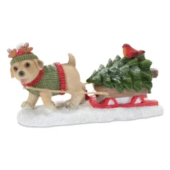 Dog Pulling Sleigh Figurine< Fashion