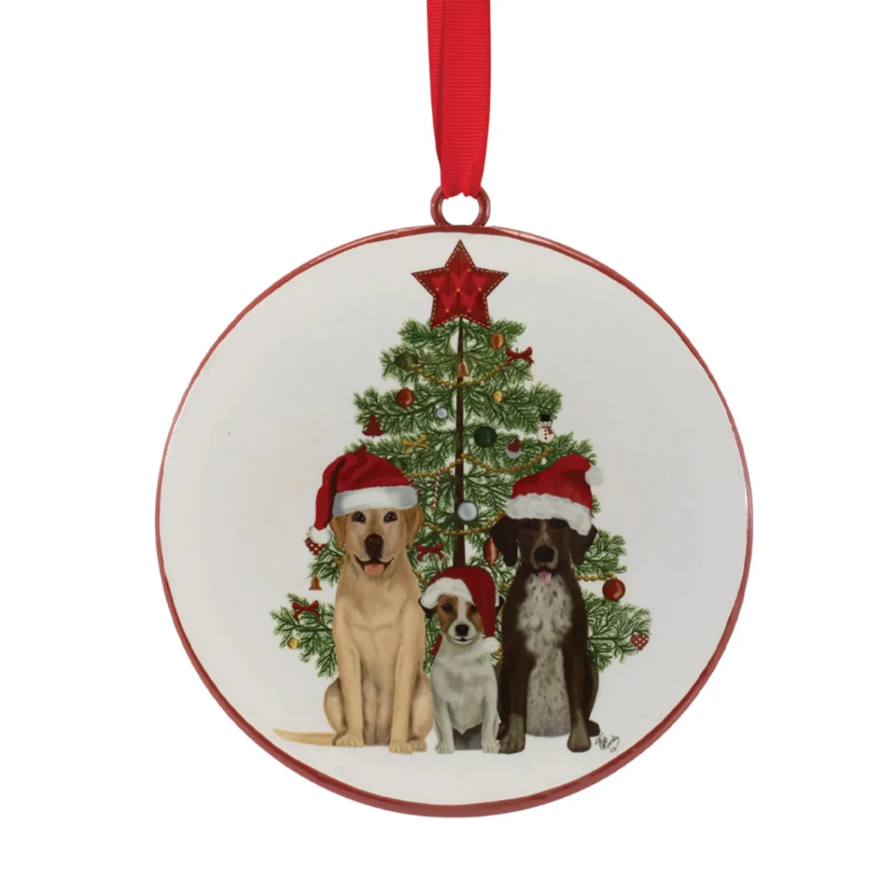 Dog with Tree Disc Ornament< Hot