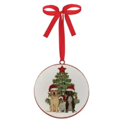 Dog with Tree Disc Ornament< Hot