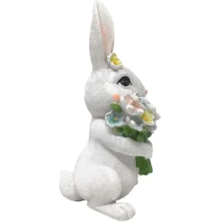 Easter Bunny Figurine Holding Flowers< Hot