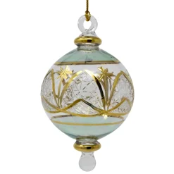 Small Green Gold Etched Ball Ornament<Egyptian Museum Hot