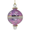 Small Purple Floral Etched Ball Glass Ornament<Egyptian Museum Clearance