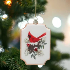Elegant Glass Cardinal Ornament, Rectangular Shape< Discount