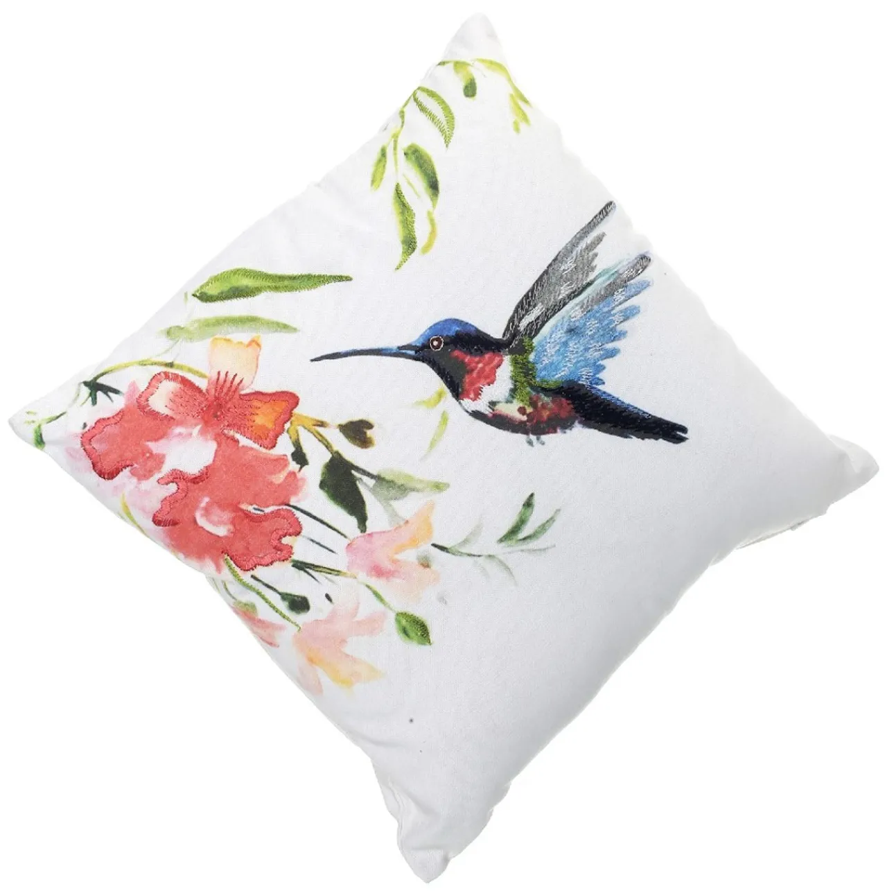 Embroidered Pink Hummingbird Pillow< Fashion