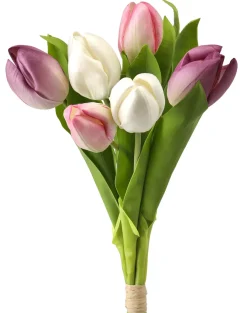 Eve Mixed Dutch Tulips Pink White Purple 19"< Hot