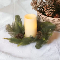 Evergreen Pine and Pinecone Candle Ring< Fashion