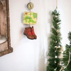 Explorer's Hiking Boot & Map Ornament< Sale