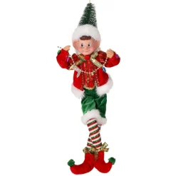 Fabric Boy Tinsel Pixie Elf with Tree Hat Ornament< Fashion