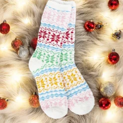 Fair Isle Whimsical Winter Cozy Crew Socks< Clearance