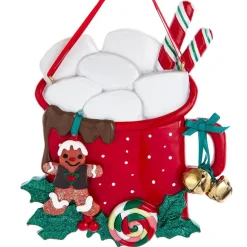 Family of 6 Mug with Marshmallows Personalized Ornament - 6 Names Hand Personalized<Kurt Adler Best