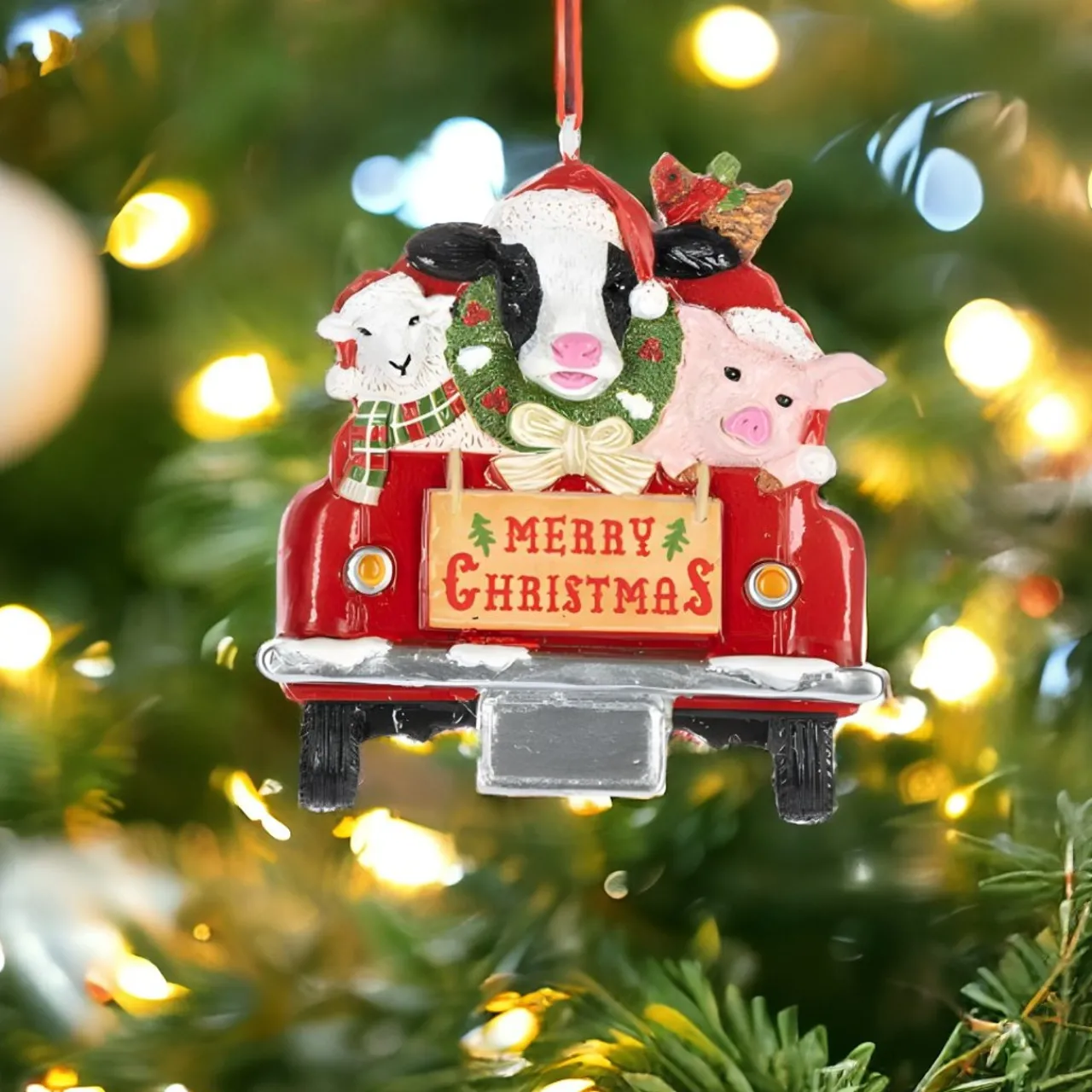 Farm Friends in Truck Christmas Ornament< Outlet