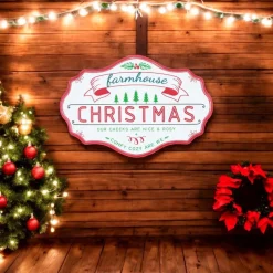 Farmhouse Christmas Metal Sign< Online
