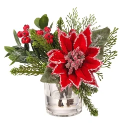 Faux Water Iced Poinsettia Arrangement< Discount