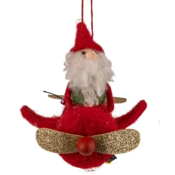 Felt Airplane Ornament with Santa< Sale