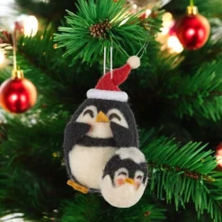 Felt Chubby Penguin with Baby Ornament< Discount