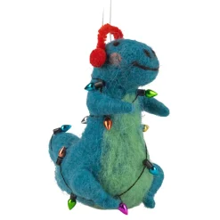 Felt Dinosaur Wrapped in Christmas Lights Ornament< Outlet