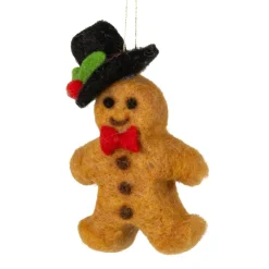 Felt Gingerbread Man with Black Hat Ornament< Hot