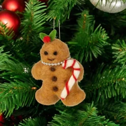 Felt Gingerbread Man with Candy Cane Ornament< Discount