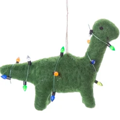 Felt Green Dinosaur with Lights Ornament< Outlet