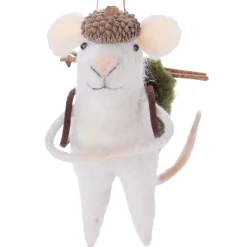 Felt Hiking Mice with Backpack Ornament< New