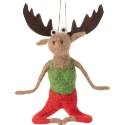 Felt Moose Yoga Pose Ornament in Green Top< Discount