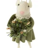 Felt Mouse Holding Greenery Ornament< Best