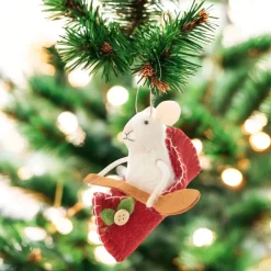 Felt Mouse in Canoe with Paddle Ornament< Online