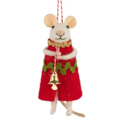 Felt Mouse Ornament with Bell and Red Coat< Outlet