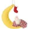 Felt Mouse Under Crescent Moon Ornament< New