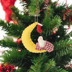 Felt Mouse Under Crescent Moon Ornament< New