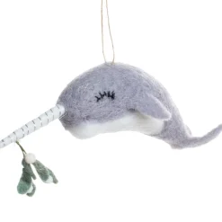 Felt Narwhal Ornament With Mistletoe Trim< Outlet